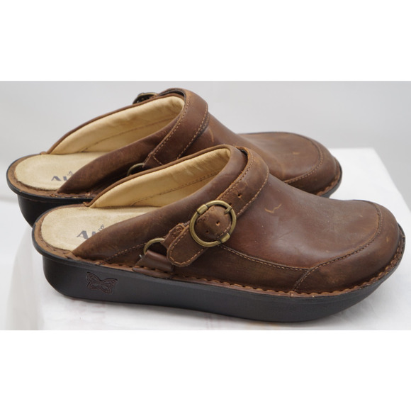 Alegria Leather Adjustable Backstrap Clogs Seville Oiled Brown Size 40 US 9 - Picture 5 of 10